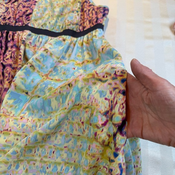 Vera Wang Sundress Sz M Empire Waist, Asymmetrical Hem, Pockets, Light & Flowy - Picture 9 of 14